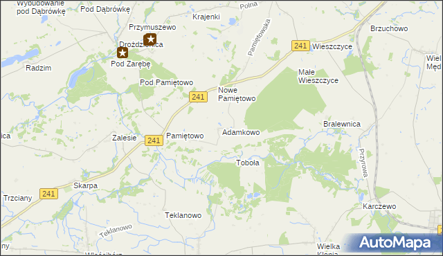mapa Adamkowo, Adamkowo na mapie Targeo