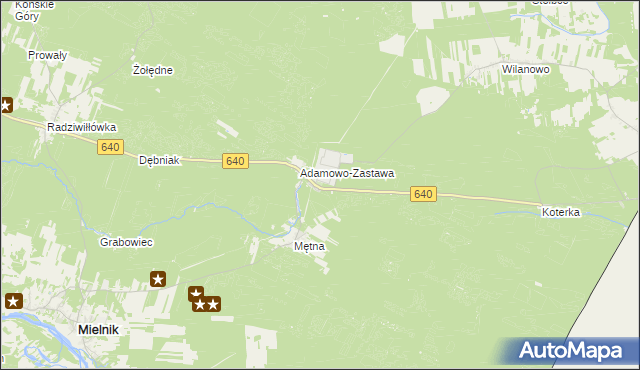 mapa Adamowo gmina Mielnik, Adamowo gmina Mielnik na mapie Targeo