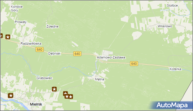 mapa Adamowo-Zastawa, Adamowo-Zastawa na mapie Targeo