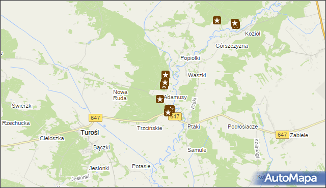 mapa Adamusy, Adamusy na mapie Targeo