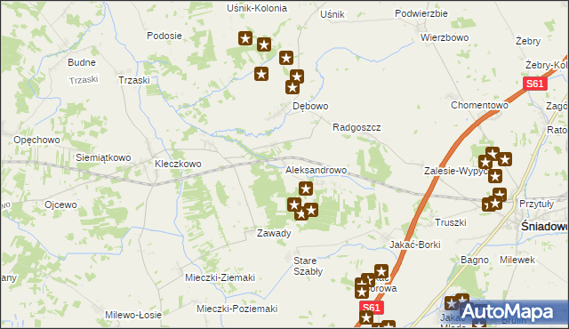 mapa Aleksandrowo gmina Troszyn, Aleksandrowo gmina Troszyn na mapie Targeo