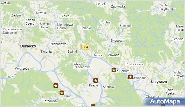 mapa Babice gmina Krzywcza, Babice gmina Krzywcza na mapie Targeo