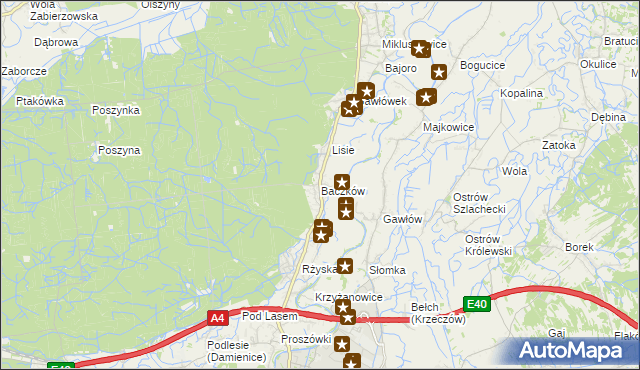 mapa Baczków gmina Bochnia, Baczków gmina Bochnia na mapie Targeo