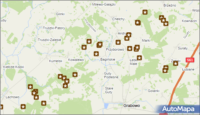 mapa Bagińskie, Bagińskie na mapie Targeo