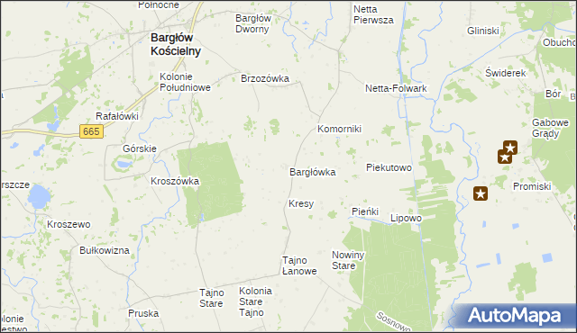 mapa Bargłówka gmina Bargłów Kościelny, Bargłówka gmina Bargłów Kościelny na mapie Targeo