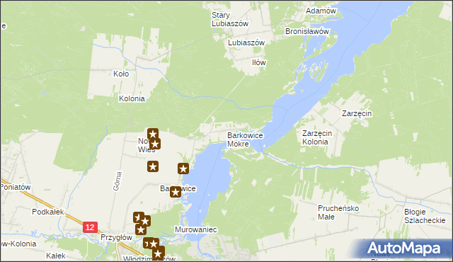 mapa Barkowice Mokre, Barkowice Mokre na mapie Targeo