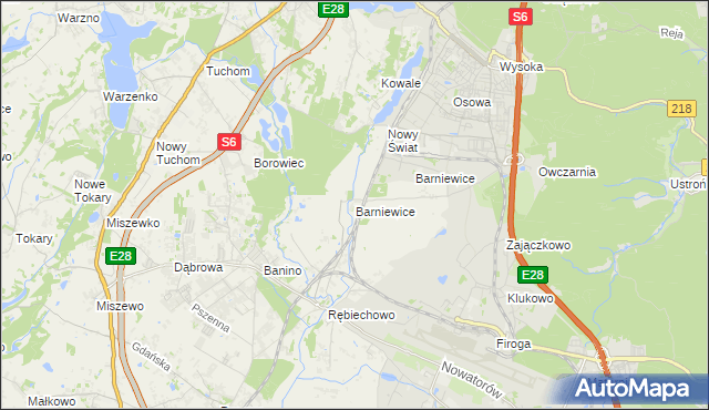 mapa Barniewice, Barniewice na mapie Targeo