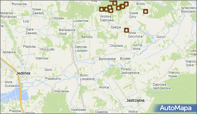 mapa Bartodzieje gmina Jastrzębia, Bartodzieje gmina Jastrzębia na mapie Targeo