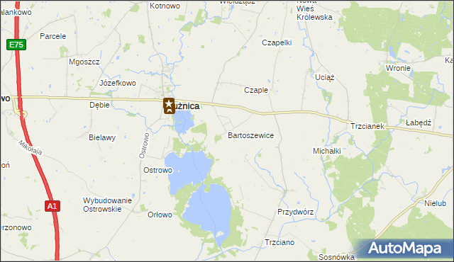 mapa Bartoszewice gmina Płużnica, Bartoszewice gmina Płużnica na mapie Targeo
