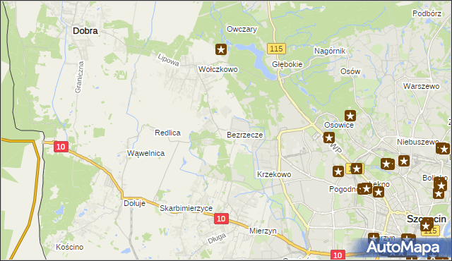mapa Bezrzecze, Bezrzecze na mapie Targeo