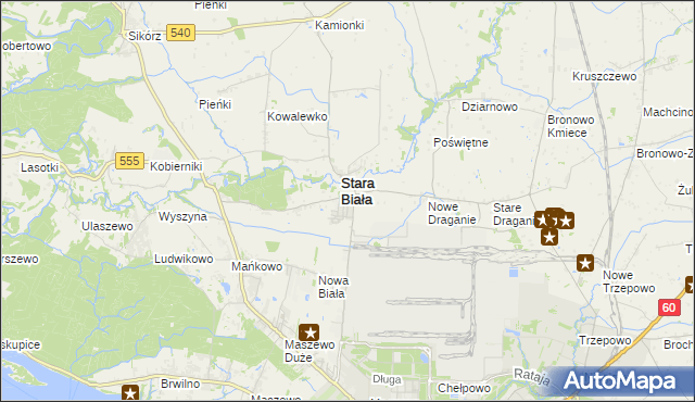 mapa Biała gmina Stara Biała, Biała gmina Stara Biała na mapie Targeo