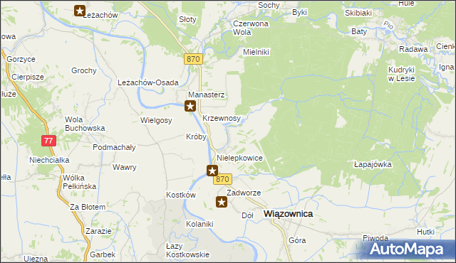 mapa Biała Góra gmina Wiązownica, Biała Góra gmina Wiązownica na mapie Targeo