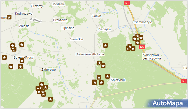 mapa Białaszewo, Białaszewo na mapie Targeo