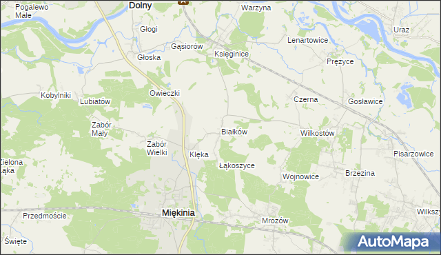 mapa Białków gmina Miękinia, Białków gmina Miękinia na mapie Targeo