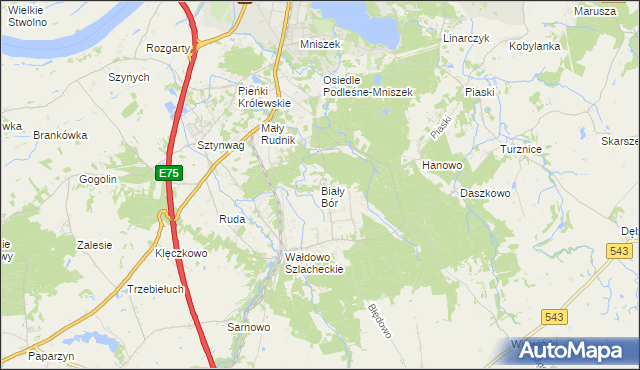 mapa Biały Bór gmina Grudziądz, Biały Bór gmina Grudziądz na mapie Targeo