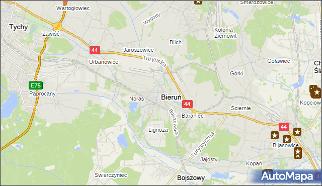 mapa Bieruń, Bieruń na mapie Targeo