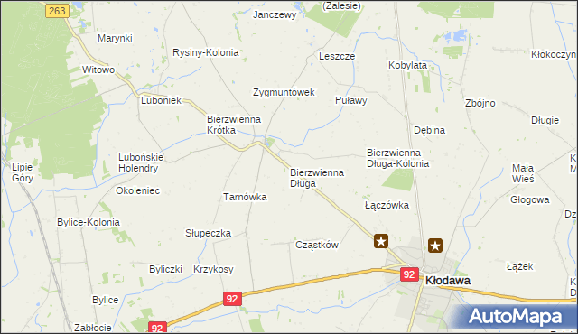 mapa Bierzwienna Długa, Bierzwienna Długa na mapie Targeo