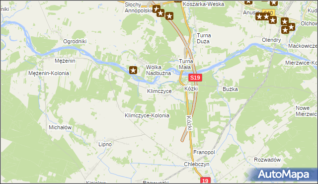 mapa Binduga gmina Sarnaki, Binduga gmina Sarnaki na mapie Targeo