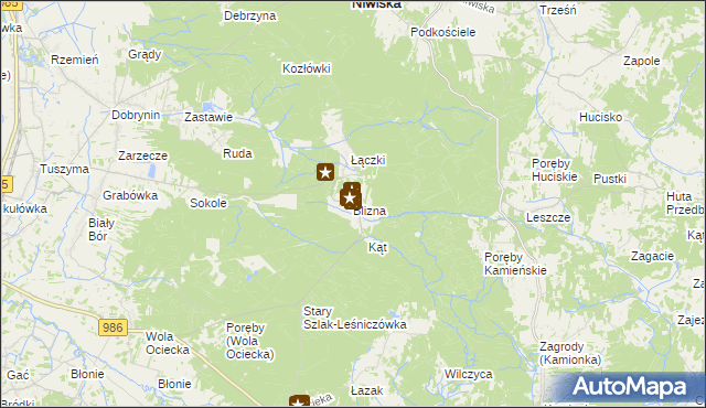 mapa Blizna gmina Ostrów, Blizna gmina Ostrów na mapie Targeo