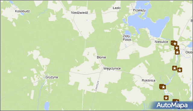 mapa Błonie gmina Skąpe, Błonie gmina Skąpe na mapie Targeo