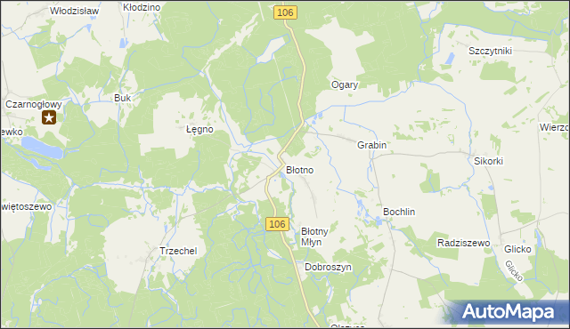 mapa Błotno gmina Nowogard, Błotno gmina Nowogard na mapie Targeo