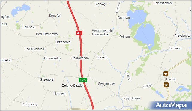 mapa Bocień, Bocień na mapie Targeo