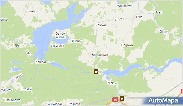 mapa Boguszewo gmina Miłomłyn, Boguszewo gmina Miłomłyn na mapie Targeo