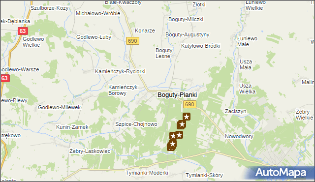 mapa Boguty-Pianki, Boguty-Pianki na mapie Targeo