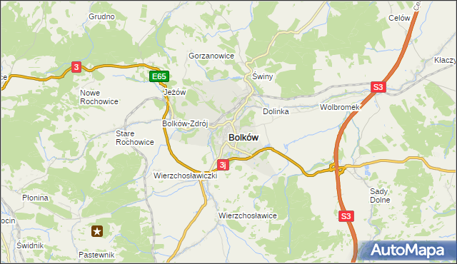 mapa Bolków powiat jaworski, Bolków powiat jaworski na mapie Targeo