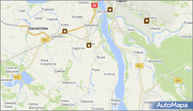 mapa Borek gmina Gniewoszów, Borek gmina Gniewoszów na mapie Targeo