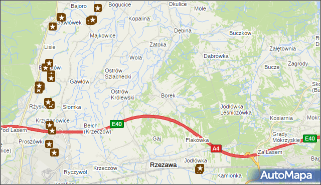 mapa Borek gmina Rzezawa, Borek gmina Rzezawa na mapie Targeo