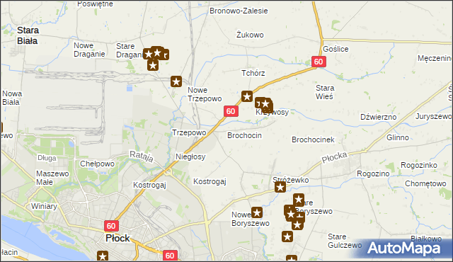 mapa Brochocin gmina Radzanowo, Brochocin gmina Radzanowo na mapie Targeo