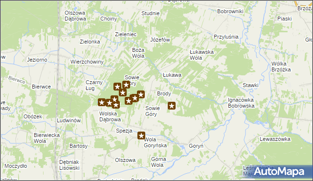 mapa Brody gmina Jastrzębia, Brody gmina Jastrzębia na mapie Targeo