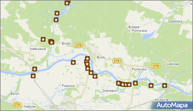 mapa Brody gmina Sulechów, Brody gmina Sulechów na mapie Targeo