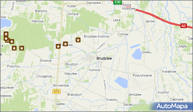 mapa Brudzew powiat turecki, Brudzew powiat turecki na mapie Targeo