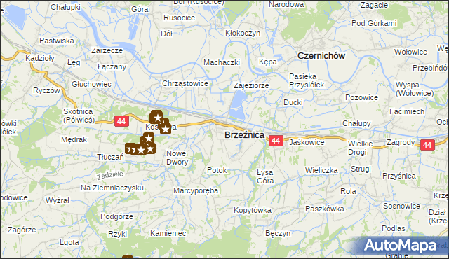 mapa Brzeźnica powiat wadowicki, Brzeźnica powiat wadowicki na mapie Targeo