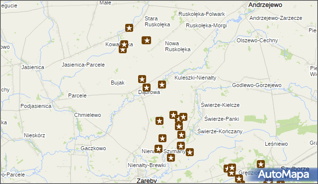 mapa Budziszewo gmina Zaręby Kościelne, Budziszewo gmina Zaręby Kościelne na mapie Targeo