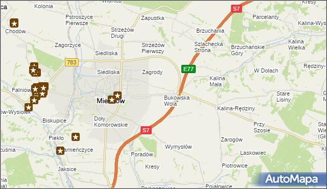 mapa Bukowska Wola, Bukowska Wola na mapie Targeo