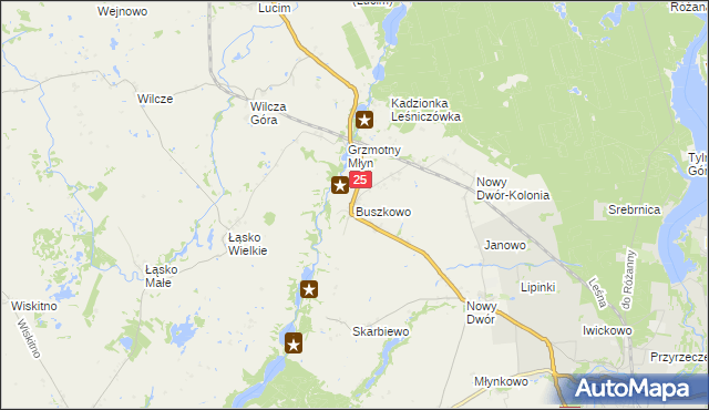 mapa Buszkowo gmina Koronowo, Buszkowo gmina Koronowo na mapie Targeo