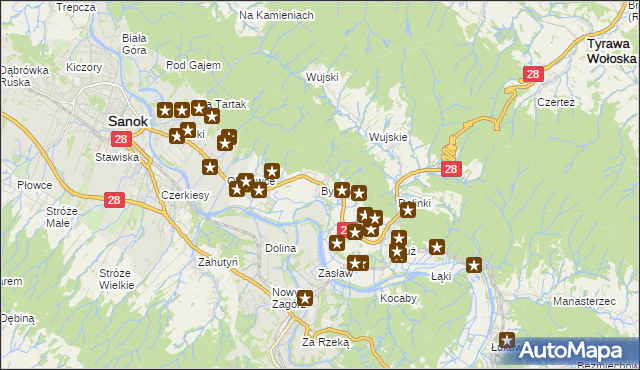 mapa Bykowce, Bykowce na mapie Targeo