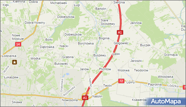 mapa Byszewy, Byszewy na mapie Targeo