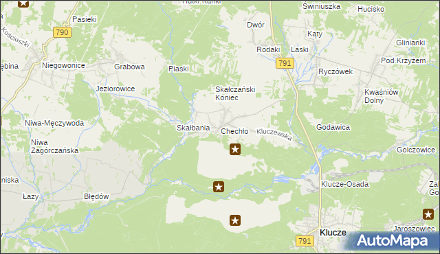 mapa Chechło gmina Klucze, Chechło gmina Klucze na mapie Targeo