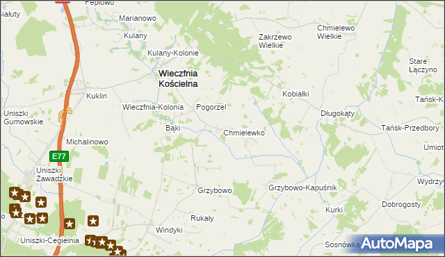 mapa Chmielewko, Chmielewko na mapie Targeo