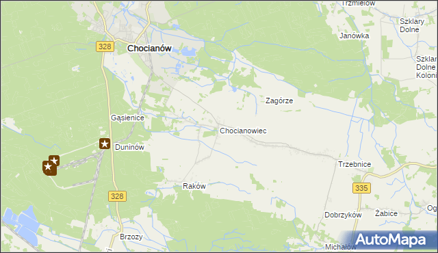 mapa Chocianowiec, Chocianowiec na mapie Targeo