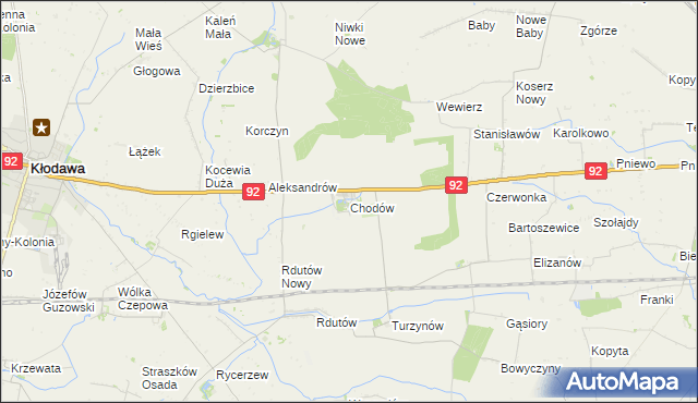 mapa Chodów powiat kolski, Chodów powiat kolski na mapie Targeo