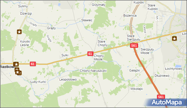 mapa Chojny Młode, Chojny Młode na mapie Targeo