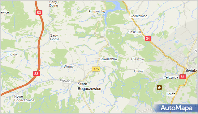 mapa Chwaliszów, Chwaliszów na mapie Targeo