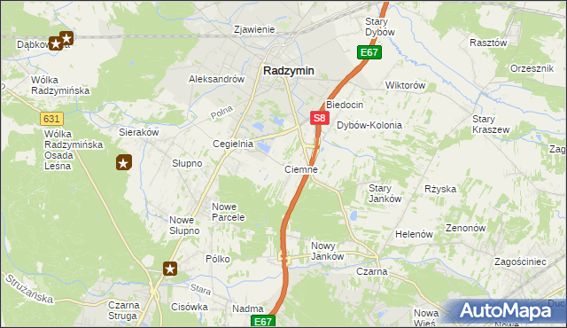 mapa Ciemne gmina Radzymin, Ciemne gmina Radzymin na mapie Targeo