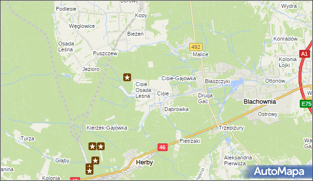 mapa Cisie gmina Blachownia, Cisie gmina Blachownia na mapie Targeo
