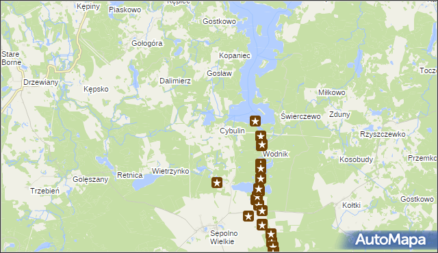 mapa Cybulin gmina Biały Bór, Cybulin gmina Biały Bór na mapie Targeo